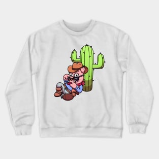 Wild West Pig With Cactus Crewneck Sweatshirt